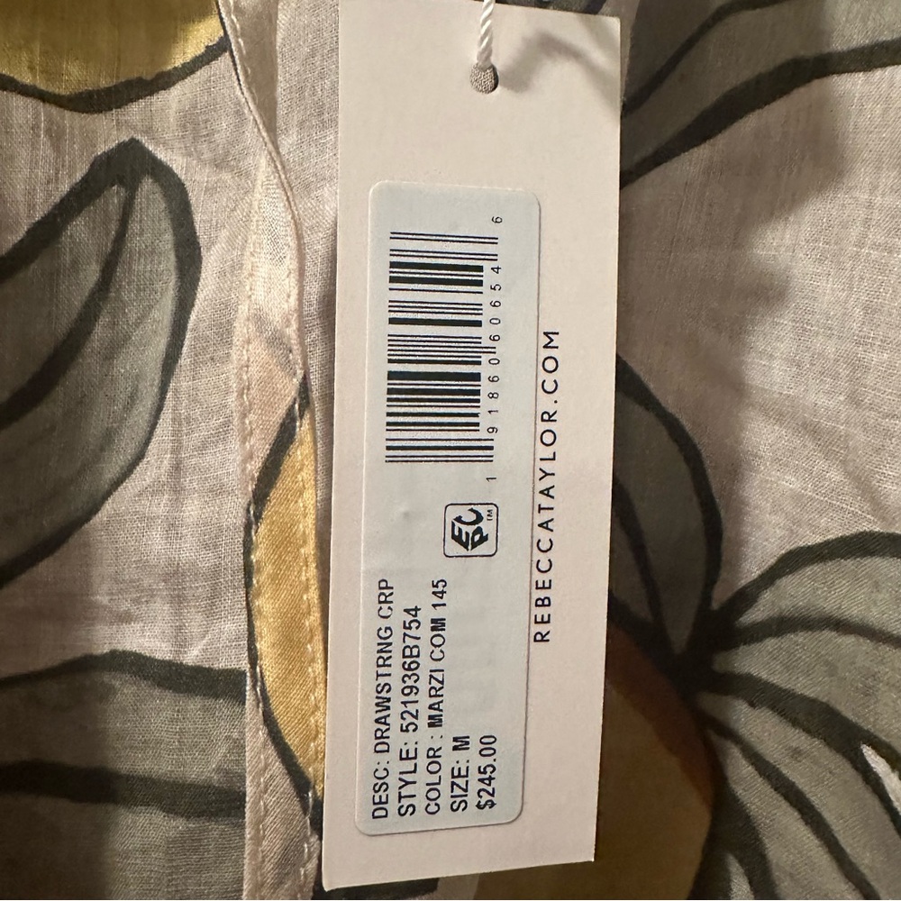 NWT Rebecca Taylor | Lemon-Print Drawstring Crop Blouse‎ 🍋 reg $245 size M - Picture 8 of 11